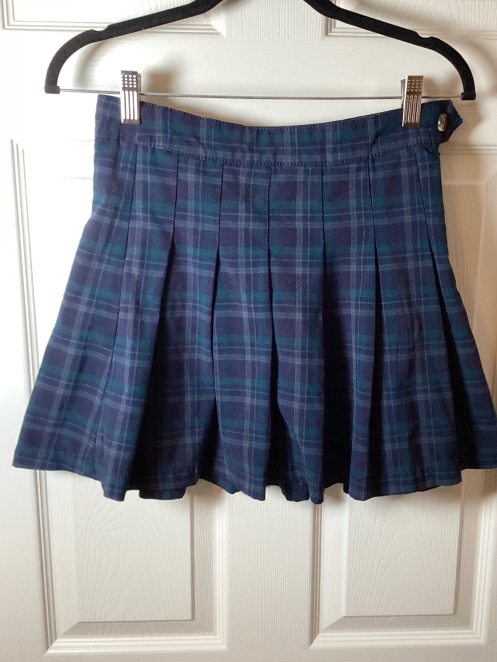 American Eagle Plaid Pleated Mini Skirt - Navy & Green Schoolgirl Style - Size 0
